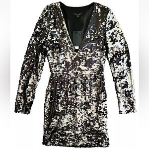 RACHEL ZOE Micah mini dress silver black sequins worn once